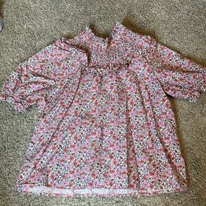 EUC Zara floral smocked top